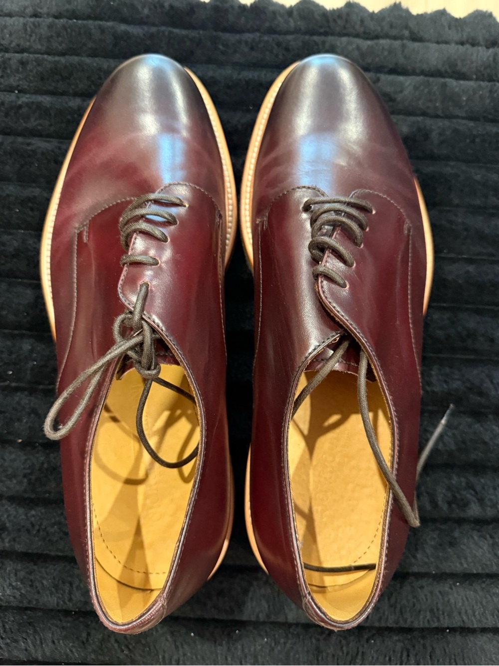 Men's Burgundy Leather Derby Shoes - Classic Lace-Up Dress Shoes